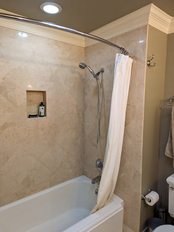 Marble tub surround with shower in Rathdrum, Idaho